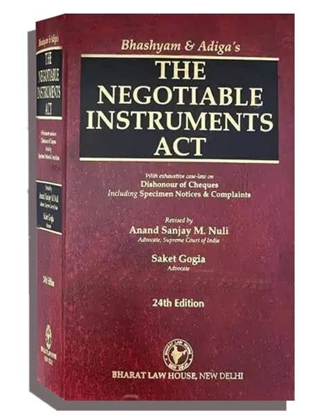 Buy Bharat Negotiable Instruments Act By Bhashyam & Adiga Edition 2023 ...