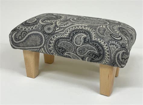 Buy Medium Footstool Upholstered. Handmade Footstool in Grey and Ivory ...