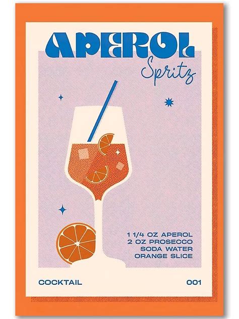 Buy Cocktail Retro Cocktail Print,Aperol Spritz ,Black White Checkered ...