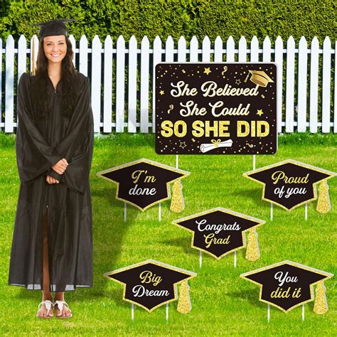 Whaline 6Pcs Graduation Yard Sign Decorations Graduation Lawn Signs ...