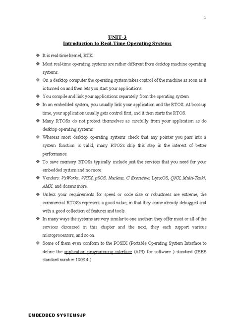 Unit3 Introduction to Real Time Operating Systems Embedded Systems CSE ...