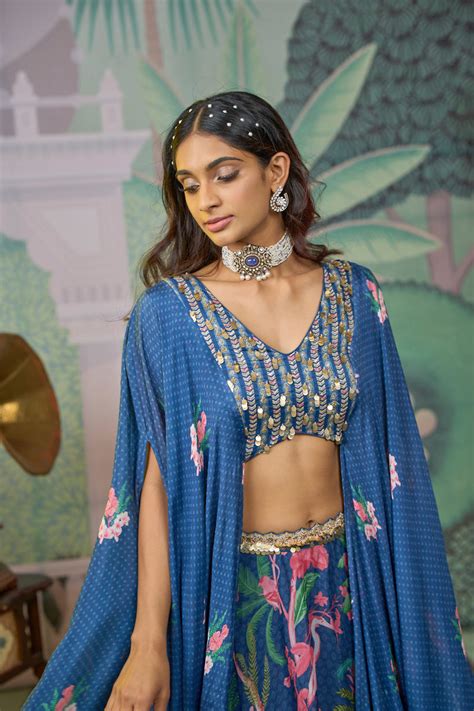 Bhoomi lehenga set - Navy Blue – Issa Studio