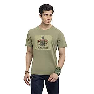 Royal Enfield Men's The Heritage T-Shirt (Light Olive, Medium, 40 cm ...