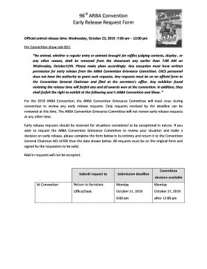 Fillable Online 96 ARBA Convention Early Release Request Form - Go West ...