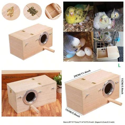 Pet Wood Parakeet Nest Box Bird House Breeding Nesting Bird Cage Box ...