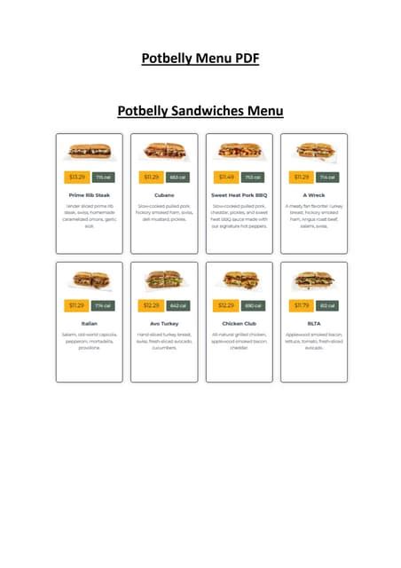 Potbelly Menu PDF - 2025 Full Menu with Prices | PDF