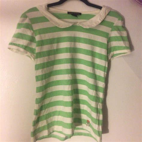 Jboat Weenie Green and white striped shirt with... - Depop