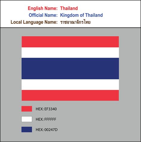 flag of Thailand with HEX codes 35980956 Vector Art at Vecteezy