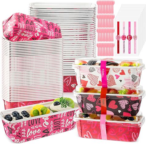 Amazon.com: FoldTier 120 Pcs Valentine's Day Mini Loaf Pans with Lids ...