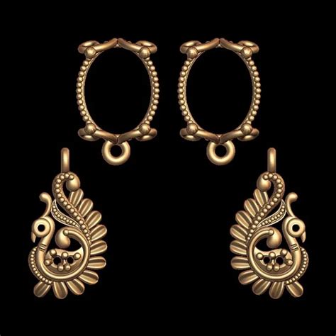 Peacock Design Earring 3D Model STL File