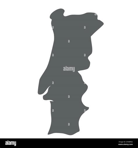 Portugal - smooth grey silhouette map of country area. Simple flat ...