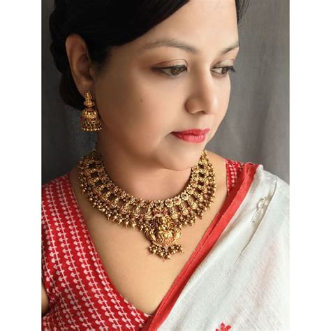 Buy GRIIHAM Multi-Color Antique Premium Gold Finish Laxmi Necklace Set ...