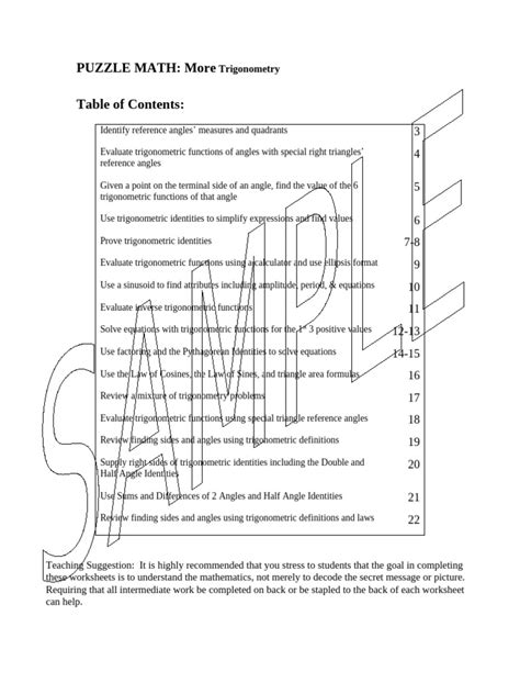 Trigonometry Puzzle Worksheets | PDF | Trigonometry | Trigonometric ...