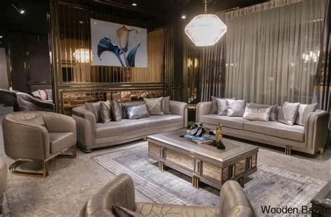 Luxury Sofa Set 3+3+1+1 & Center Table - Wooden Bazar | Wooden Bazar