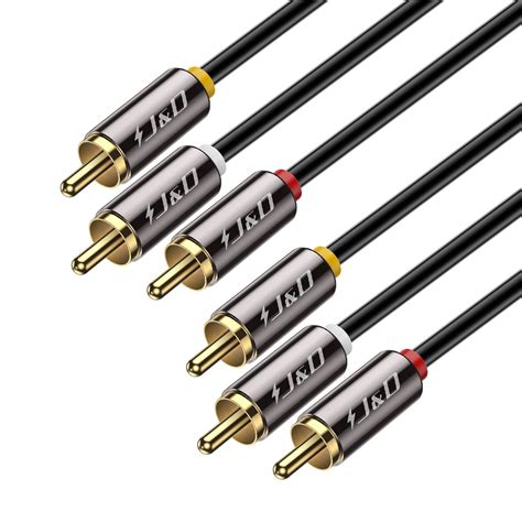 Buy 3RCA to 3RCA Cable, J&D Gold-Plated [Copper Shell] [Heavy Duty] 3 ...