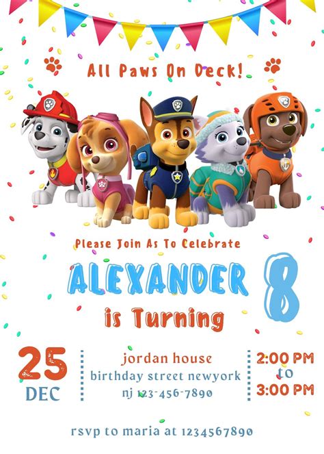 Paw patrol birthday invitation template canva 1 – Artofit