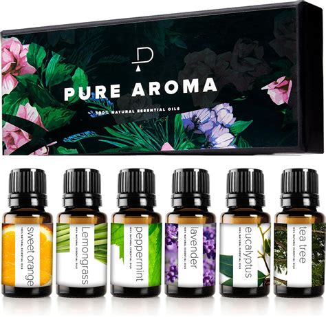 PURE AROMA Essential oils 100% Pure Therapeutic Grade Oils kit- Top 6 ...