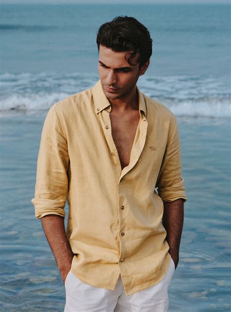 Buy Amber Gold Linen Dobby Shirt | Casual Gold Structure Shirt for Men ...