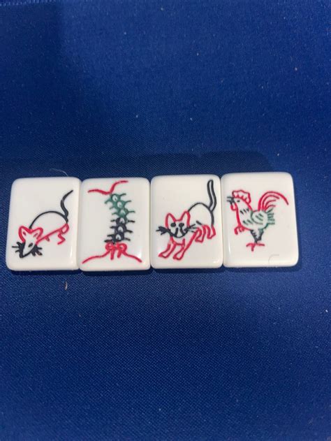 Richi and Singapore Mah Jongg tiles to match set (Rooster, Cat, Mouse, Worm) - MahJongg Maven ...