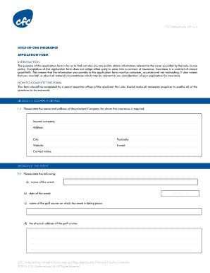 Fillable Online Hole-in-One insurance application - CFC Underwriting ...