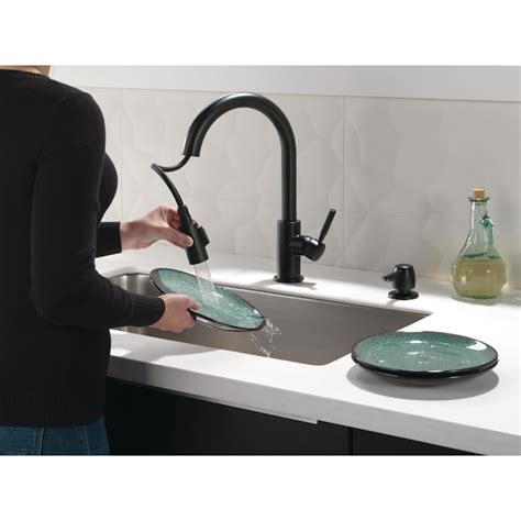 Delta Trask Matte Black Single Handle Pull-down Kitchen Faucet with ...