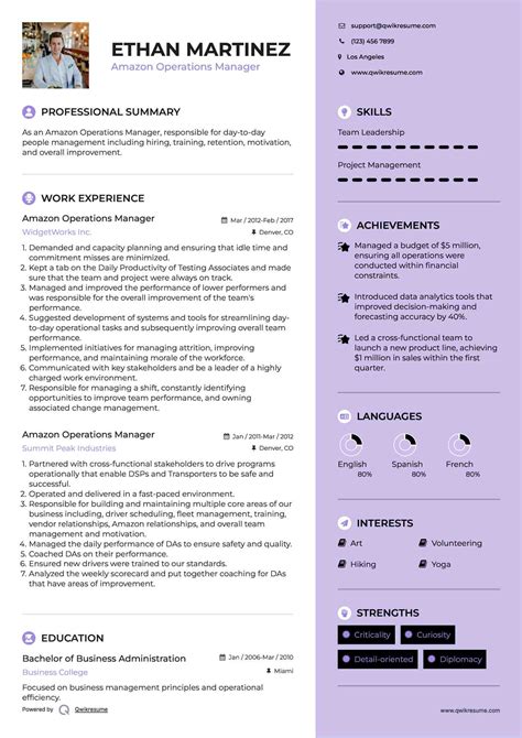 10+ Amazon Operations Manager Resume Samples & Templates for 2025