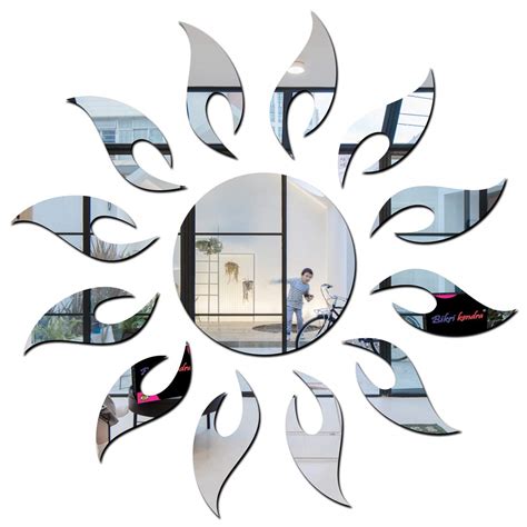 Bikri Kendra - Sun 12 Flame - 3D Acrylic Mirror Wall Stickers (Silver ...