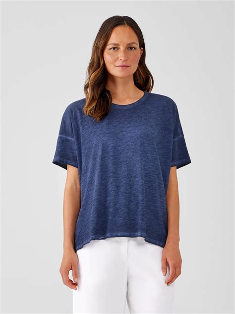 Organic Cotton Hazy Slub Crew Neck Tee | EILEEN FISHER