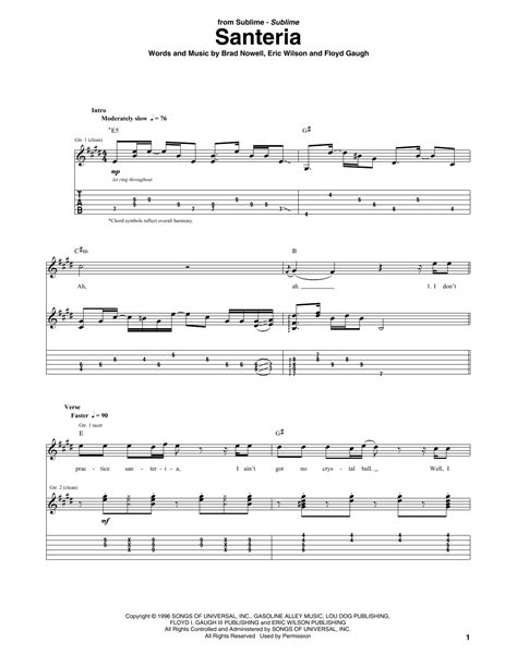 Sublime Santeria Guitar Chords