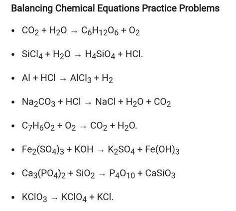 exercise on chemical formula and balancing equations - Brainly.in