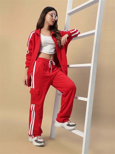 WOMEN SCOTIA JACKET RED WHITE STRIPE | Buy Online at Wearduds India
