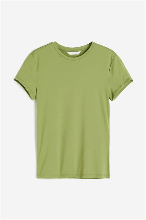 Fitted top - Olive green - Ladies | H&M IN
