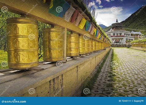 Tibet prayer wheels stock image. Image of jing, religion - 7244111