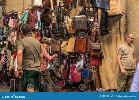 Florence, Italy - 22 April, 2018: Leather Goods on the Mercato Del ...