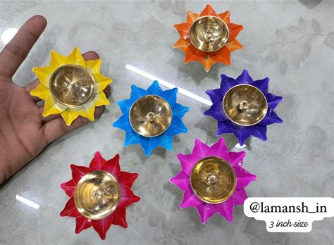 Lotus Shape Diya set of 2 , Brass Decorative Diya For for Gifting / Ho ...