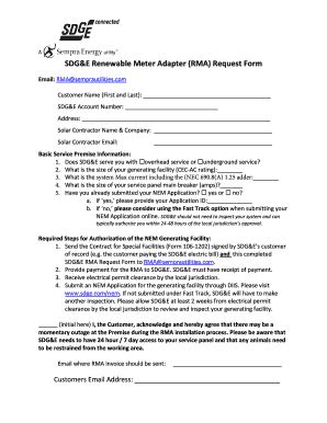 Fillable Online sdge rma Fax Email Print - pdfFiller
