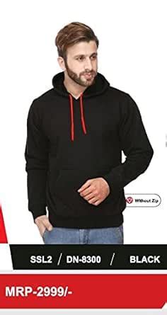 Buy 300 GSM - SSL-2-BLACK - HOODIES SWEATSHIRT (NO ZIPPER) - 100 % RICH ...