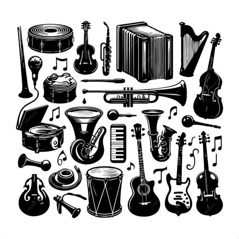 Image result for Music Instruments Black and White