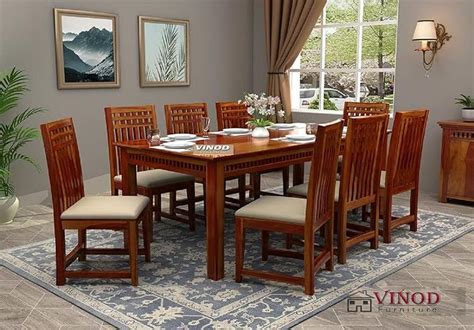 VINOD FURNITURE HOUSE Sheesham Wood Dining Table 8 Seater Set Dining ...