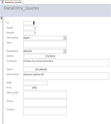 Image result for Access Form for Data Entry