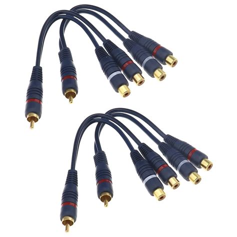 pobod RCA Splitter 1 Male 2 Female, Stereo Audio Y Adapter Subwoofer ...