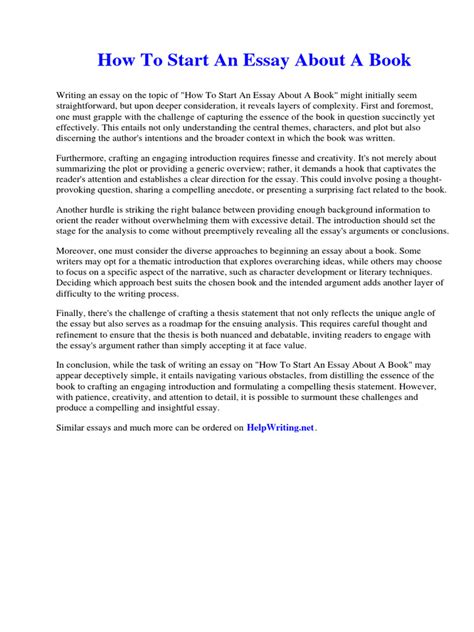 Image result for Essay Over a Book Example