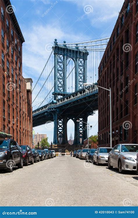 View of Manhattan Bridge from Brooklyn - New York - USA Stock Image ...