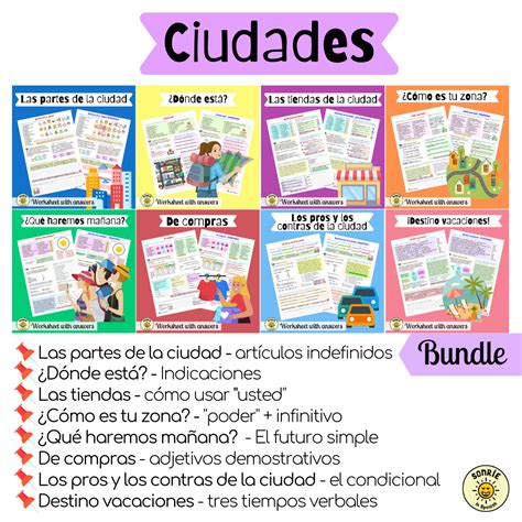 Ciudades - Pack de fichas sobre la ciudad. Spanish GCSE bundle on city ...