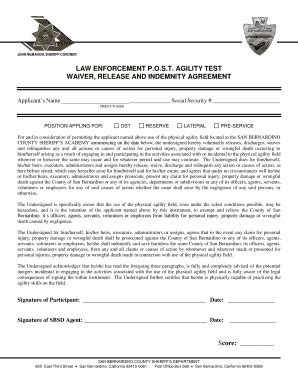 San Bernardino County Sheriff Physical Agility Waiver Form - Fill and ...