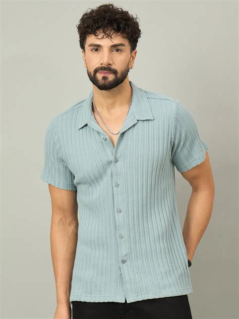 Men Textured Shirt Aqua | Reprise India | Reprise