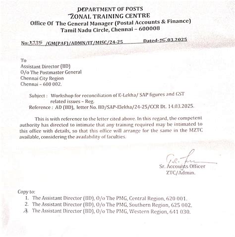 E-Lekha/SAP Reconciliation & GST Workshop - Dept of Posts Tamil Nadu ...