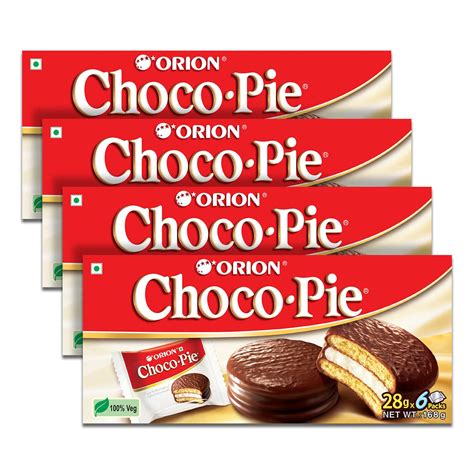 Buy ORION Choco Pie Chocolate Coated Biscuit, 4 x 6 piece pack (24 pies ...