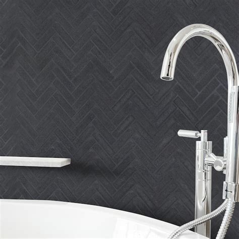 Buy Basalt Herringbone Gray 10.75 in. x 10 in. Honed Basalt Wall and ...