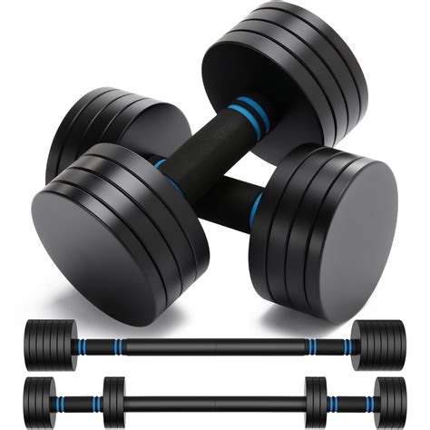 V2.0 Adjustable Steel 40lb Dumbbells - 2 in 1 Black Dumbbells Set Used ...